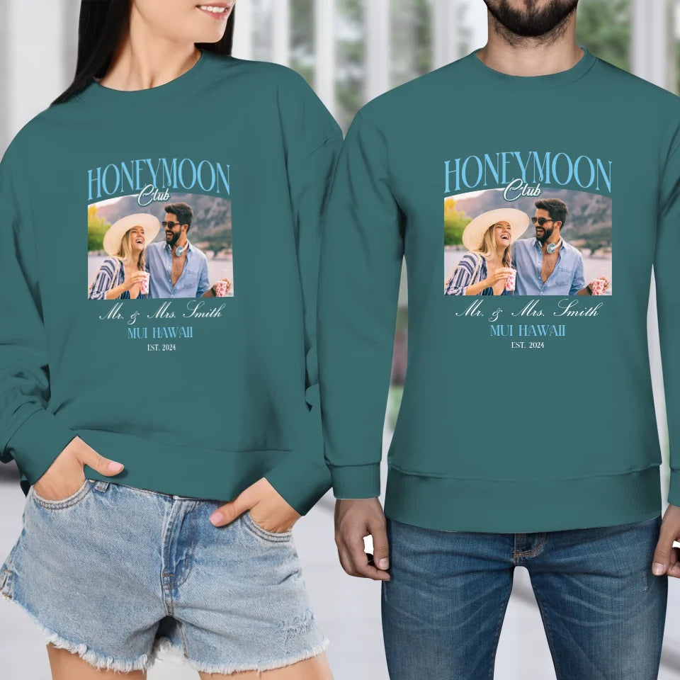 Our Honeymoon With Love - Custom Photo - Personalized Gifts for Couples - Unisex Sweater