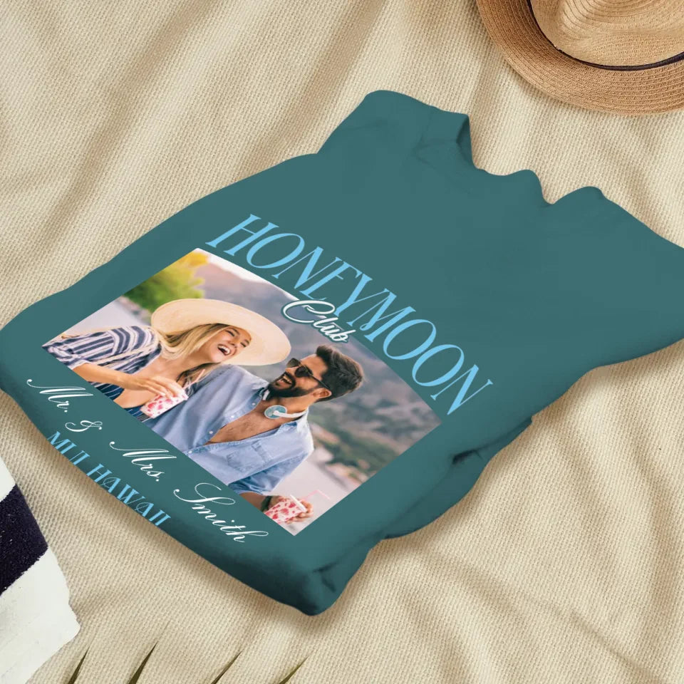 Our Honeymoon With Love - Custom Photo - Personalized Gifts for Couples - Unisex Sweater