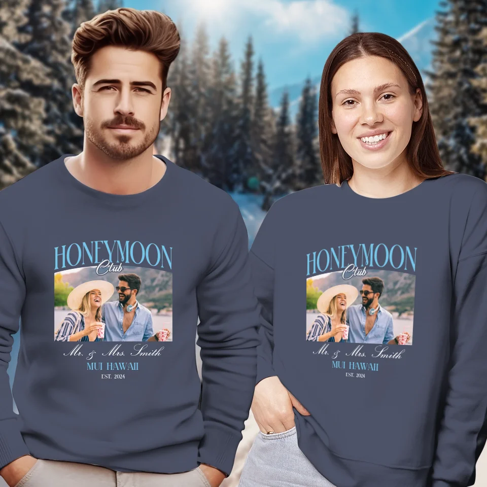 Our Honeymoon With Love - Custom Photo - Personalized Gifts for Couples - Unisex Sweater