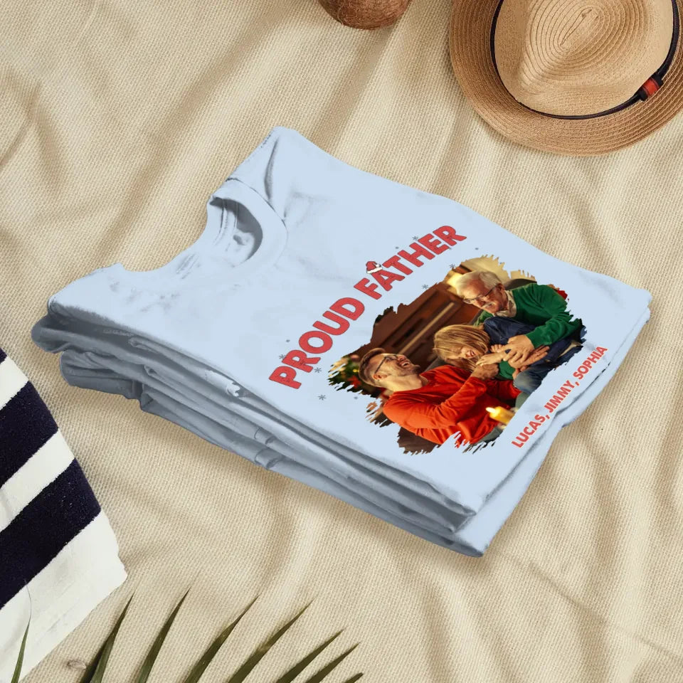 Proud Father Of A Few Dumbass Kids - Custom Photo - Personalized Gifts For Dad - T-Shirt