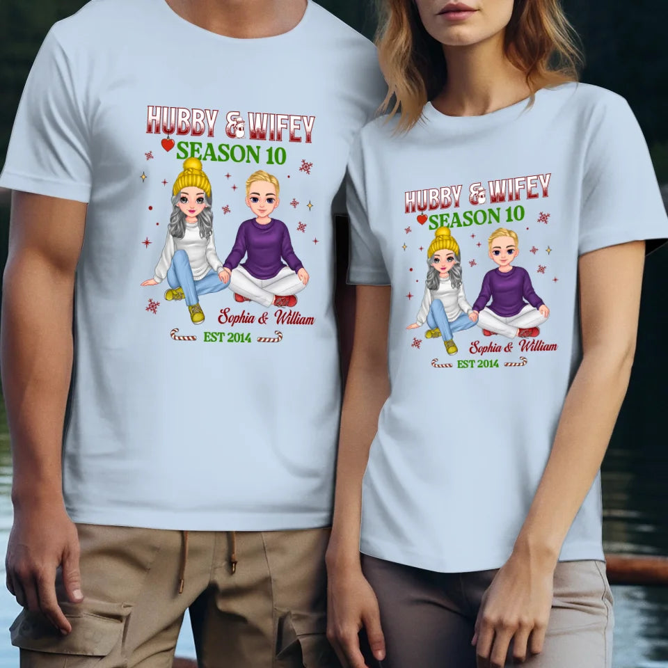 Hubby & Wifey - Custom Name - Personalized Gift For Couples - Unisex T-Shirt