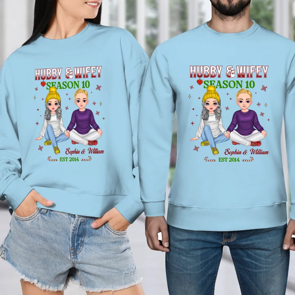 Hubby & Wifey - Custom Name - Personalized Gift For Couples - Unisex Sweater