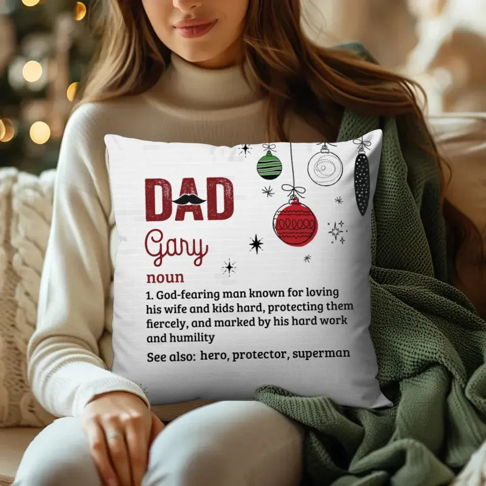 Dad Loving His Wife And Kid - Custom Name - Personalized Gift For Dad - Pillow