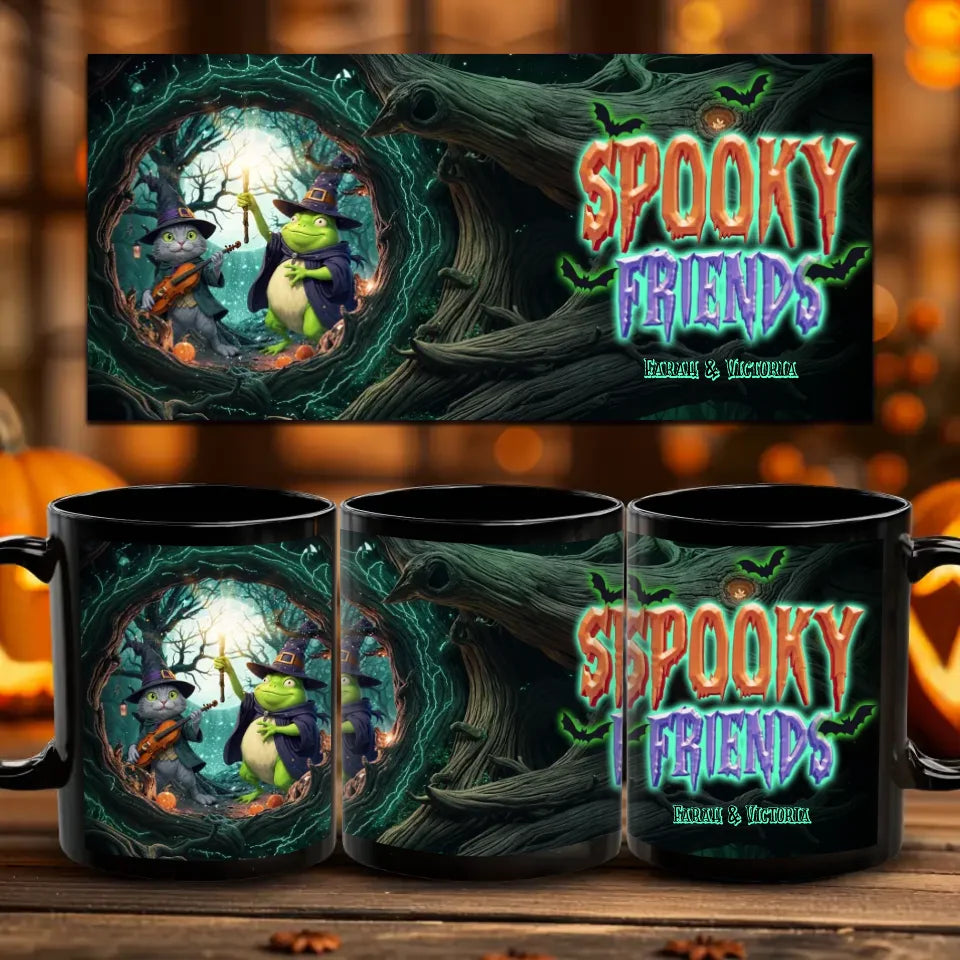 Spooky Friends - Custom Name - Personalized Gifts For Bestie - Mug