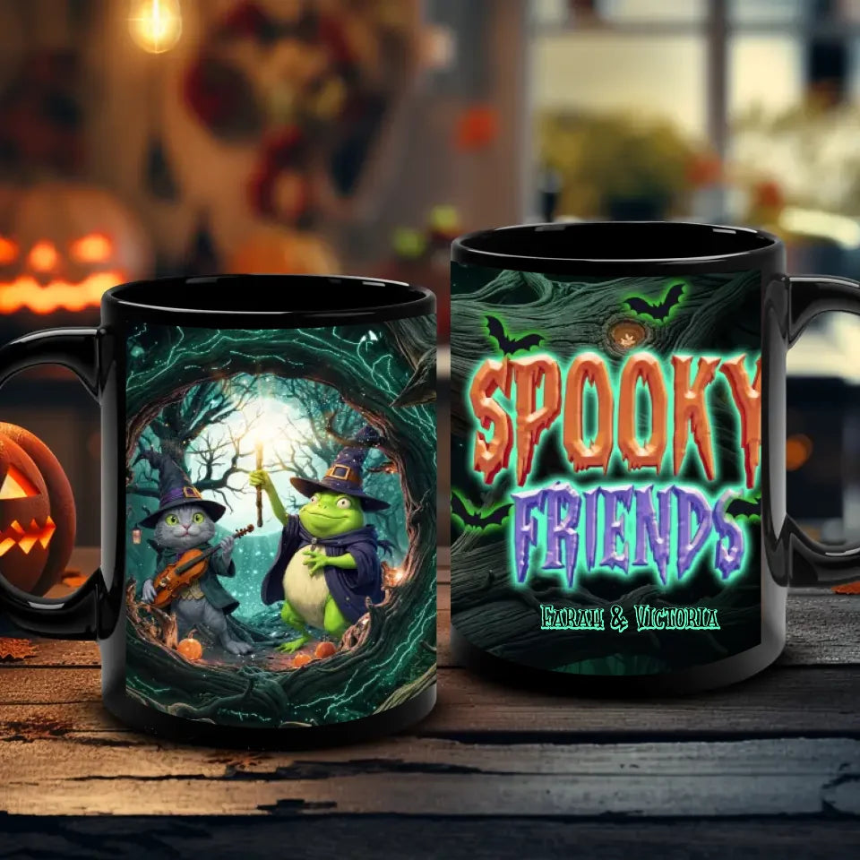 Spooky Friends - Custom Name - Personalized Gifts For Bestie - Mug