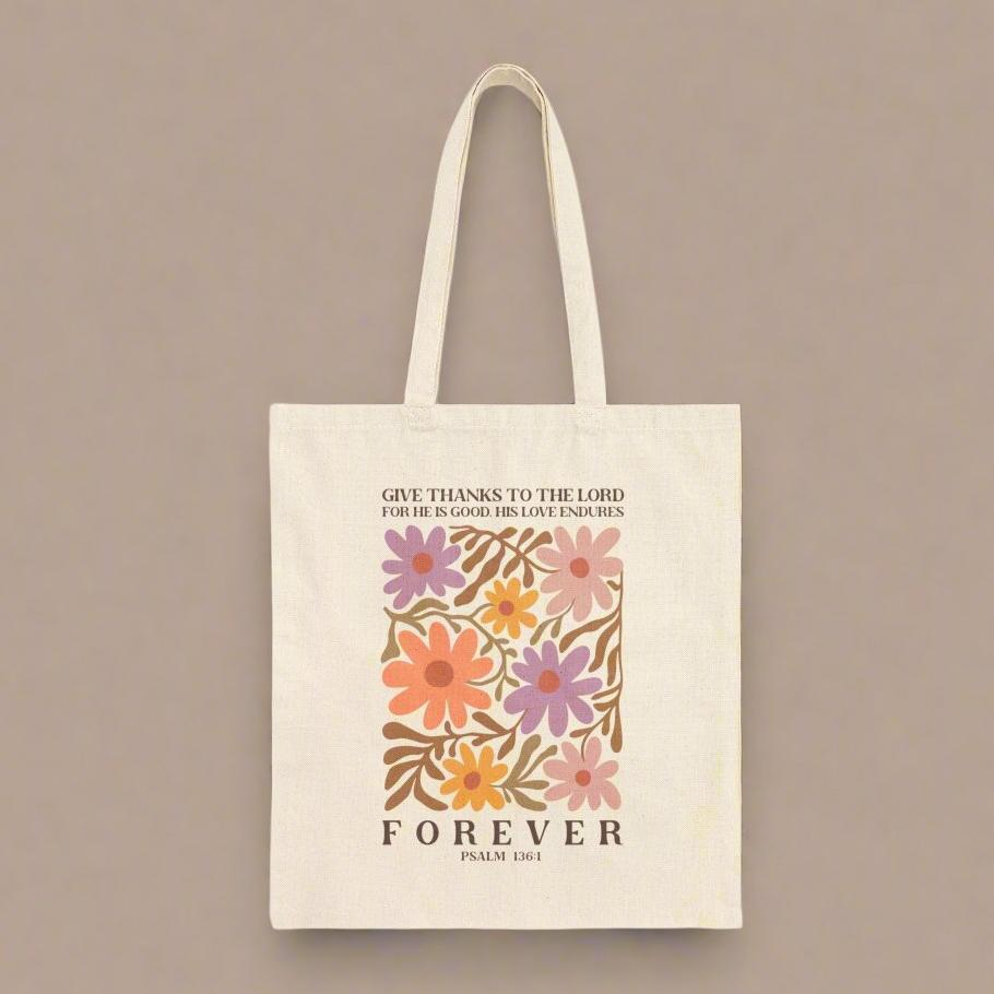 Give Thanks To The Lord, He Is Good. His Love Endures  Cotton Canvas Tote Bag