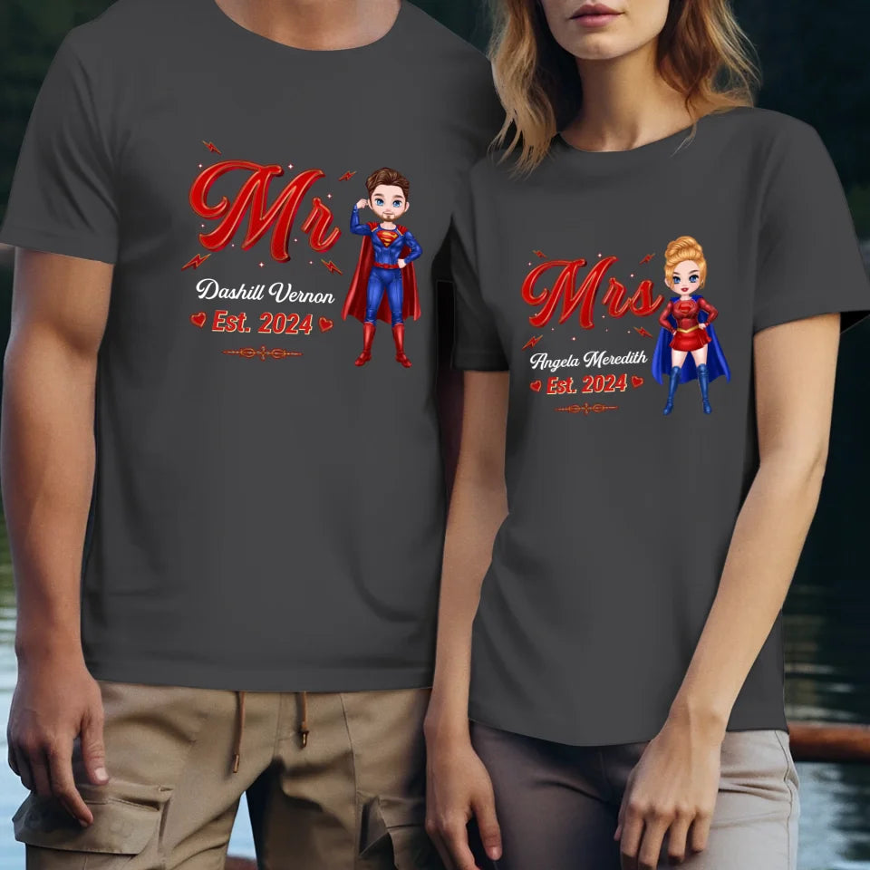 Mr Mrs Matching Shirts - Personalized Gifts For Couples - Unisex T-shirt