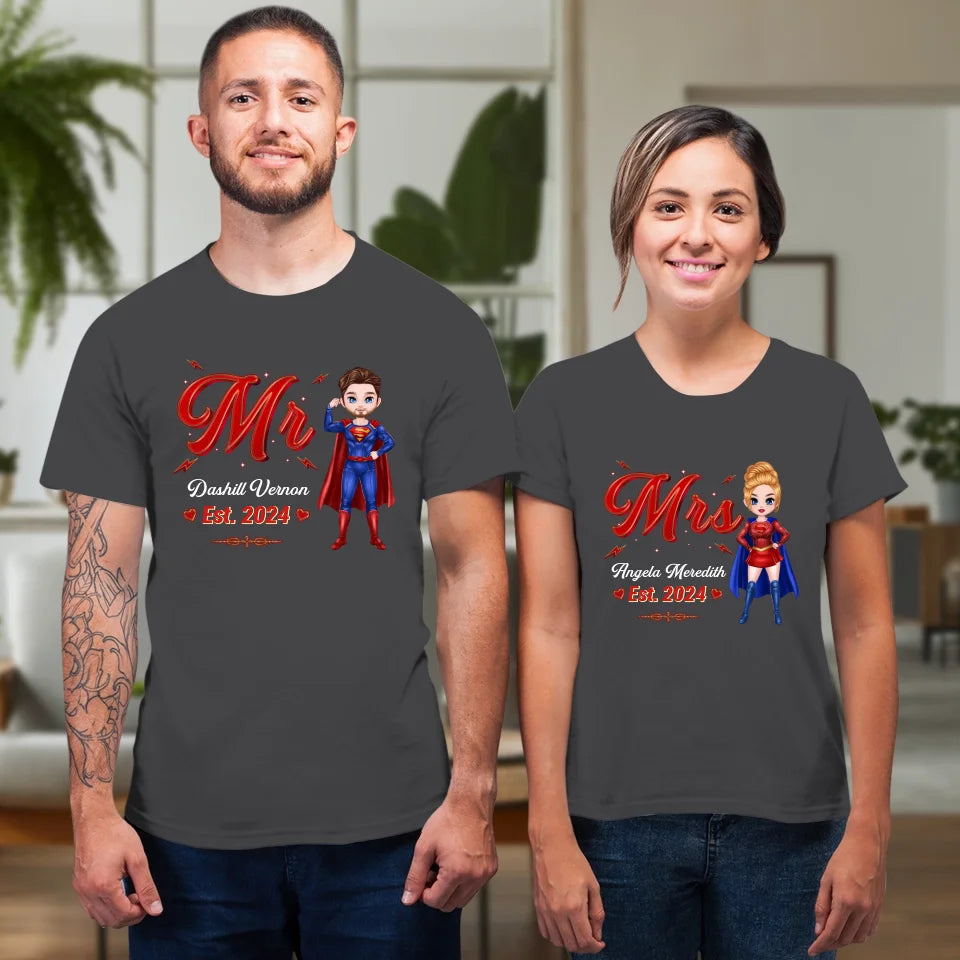 Mr Mrs Matching Shirts - Personalized Gifts For Couples - Unisex T-shirt