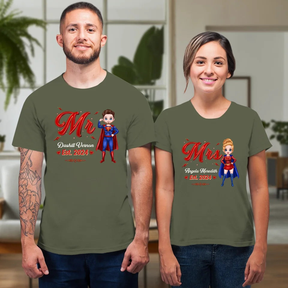 Mr Mrs Matching Shirts - Personalized Gifts For Couples - Unisex T-shirt