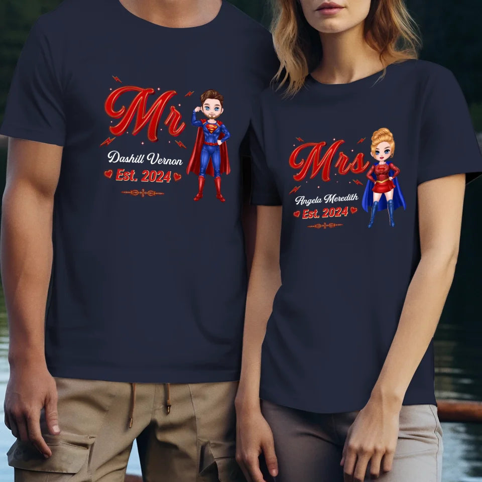 Mr Mrs Matching Shirts - Personalized Gifts For Couples - Unisex T-shirt