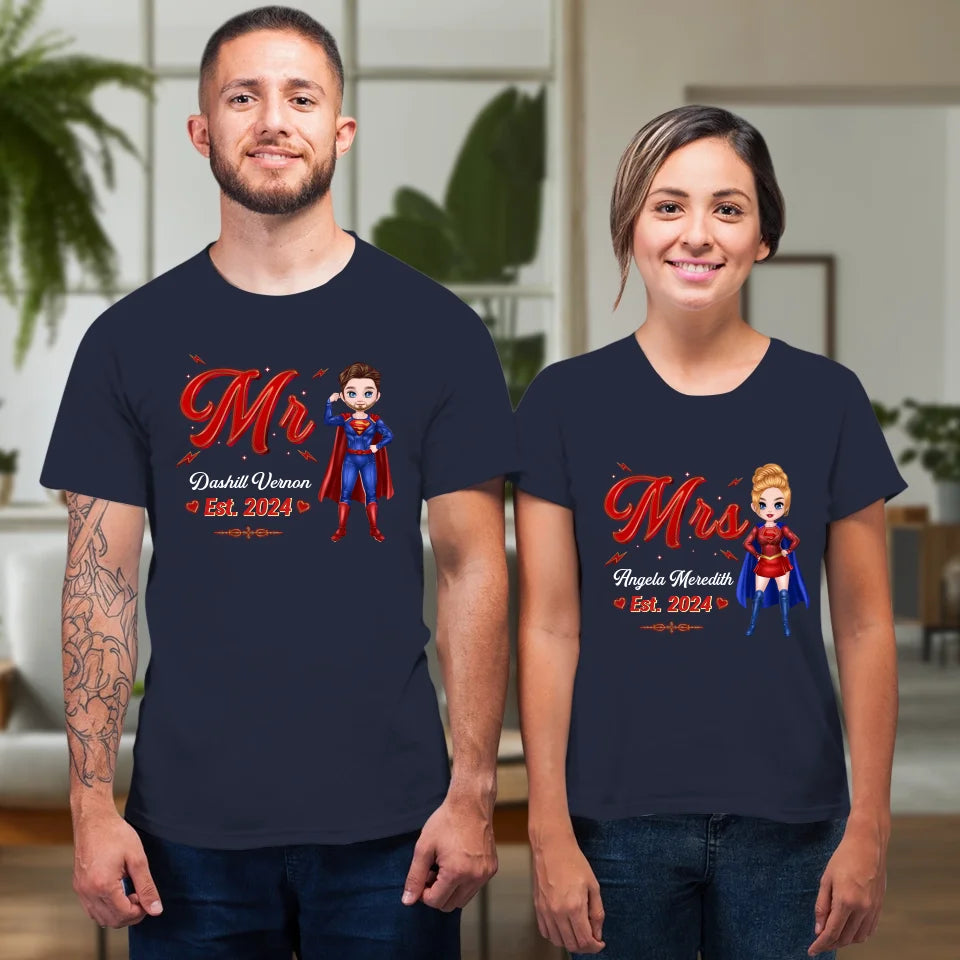 Mr Mrs Matching Shirts - Personalized Gifts For Couples - Unisex T-shirt