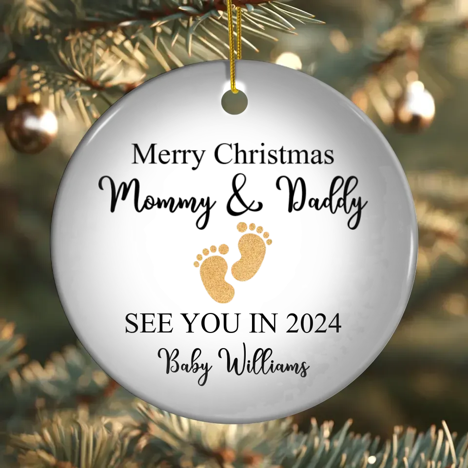 Merry Christmas Mommy And Daddy - Custom Name - Personalized Gift For Mom - Ornament