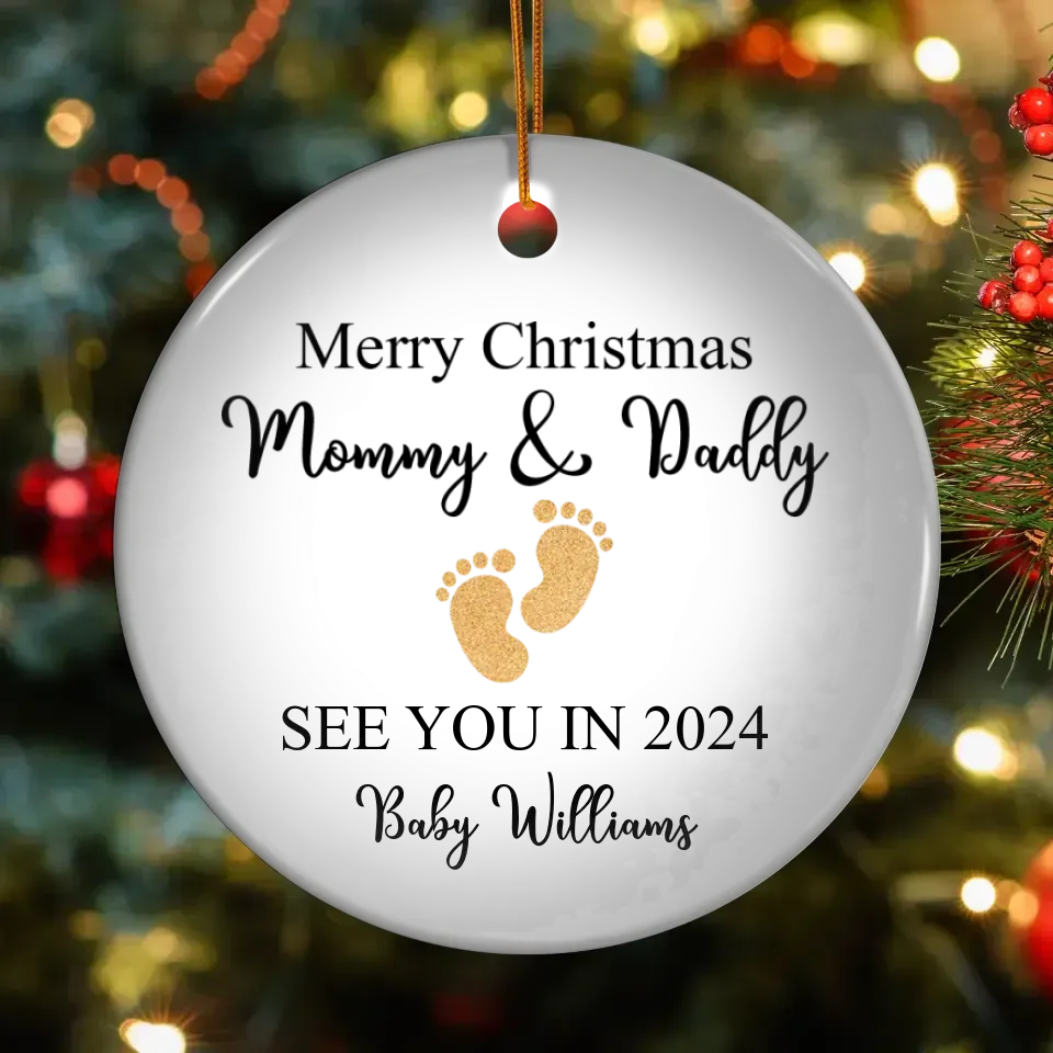 Merry Christmas Mommy And Daddy - Custom Name - Personalized Gift For Mom - Ornament