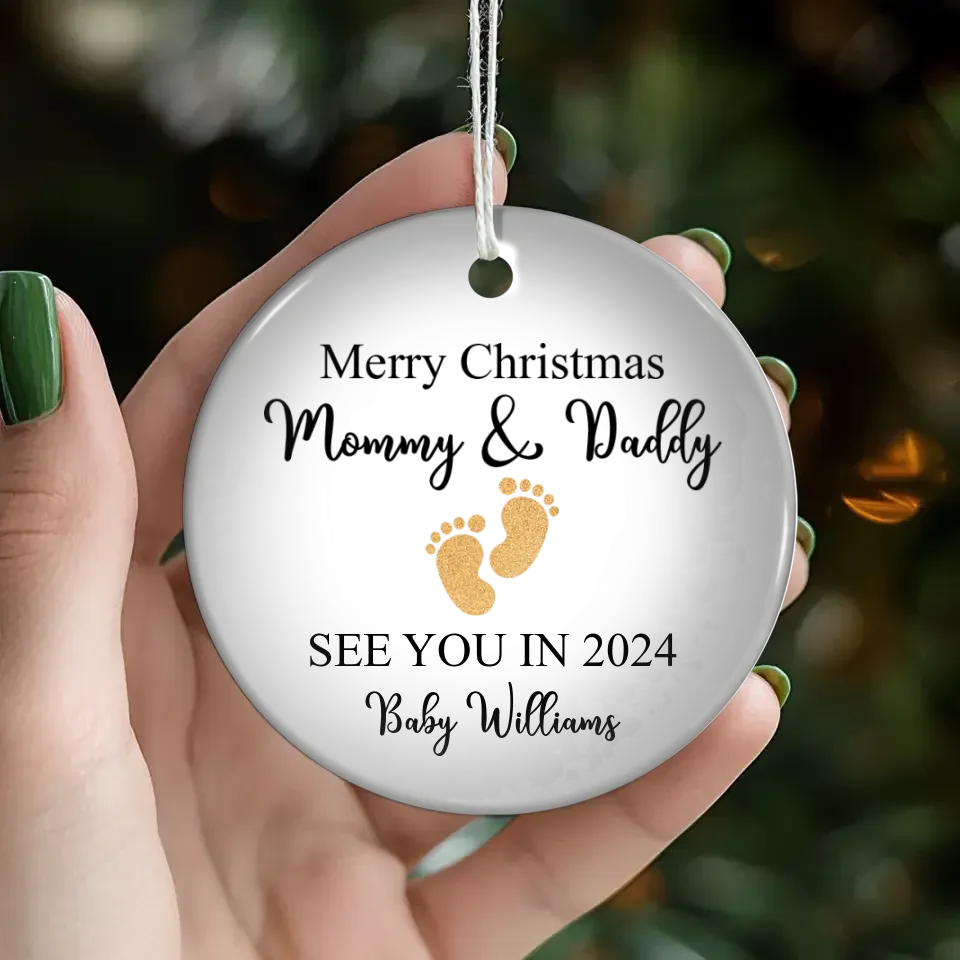 Merry Christmas Mommy And Daddy - Custom Name - Personalized Gift For Mom - Ornament