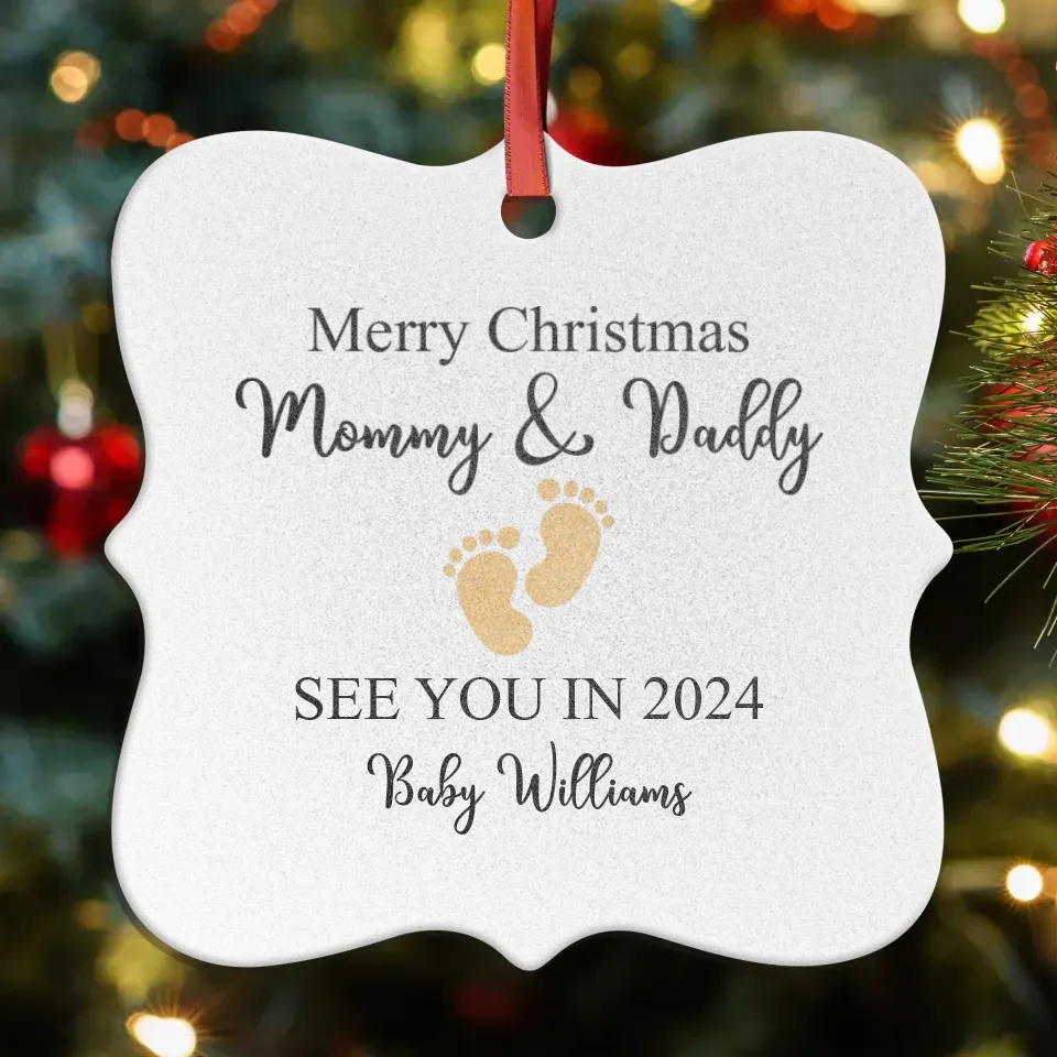 Merry Christmas Mommy And Daddy - Custom Name - Personalized Gift For Mom - Ornament