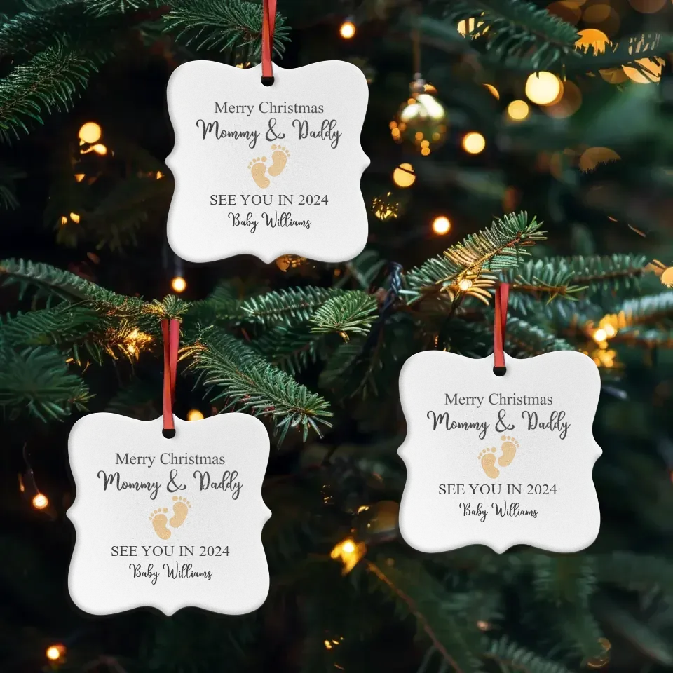 Merry Christmas Mommy And Daddy - Custom Name - Personalized Gift For Mom - Ornament