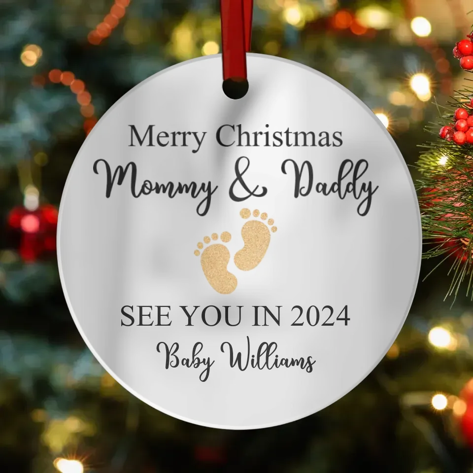 Merry Christmas Mommy And Daddy - Custom Name - Personalized Gift For Mom - Ornament