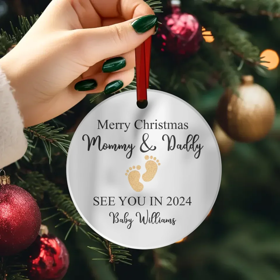 Merry Christmas Mommy And Daddy - Custom Name - Personalized Gift For Mom - Ornament