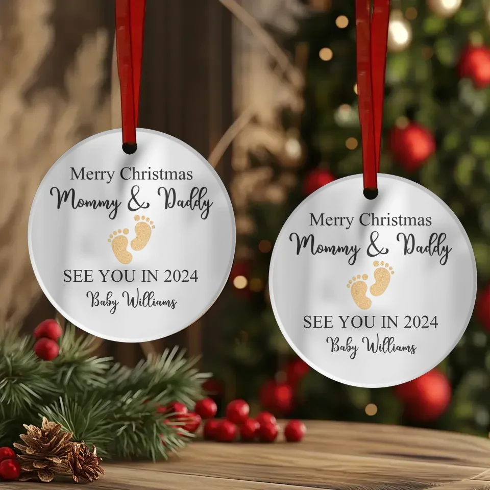 Merry Christmas Mommy And Daddy - Custom Name - Personalized Gift For Mom - Ornament