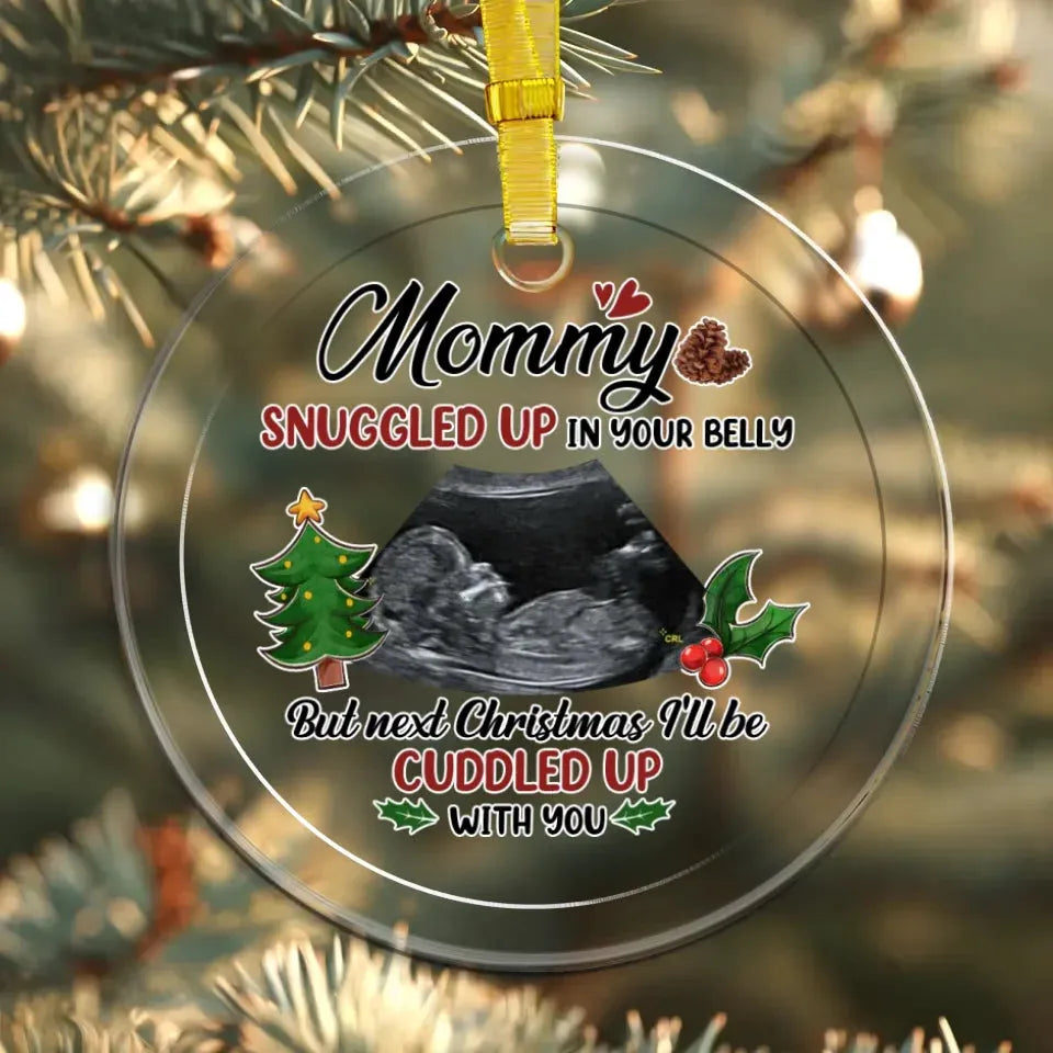 This Christmas, Nestled Inside, Next Year, BY Your Side, Mom - Custom Photo - Personalized Gift For Mom - Ornament