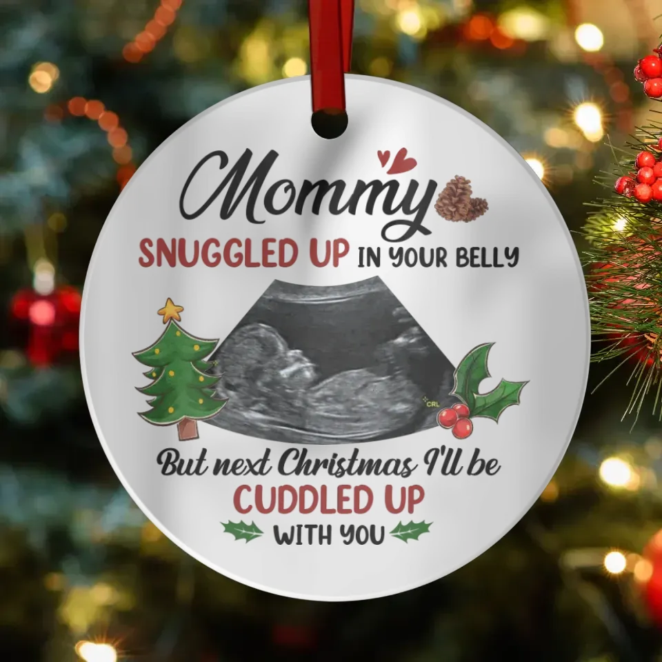 This Christmas, Nestled Inside, Next Year, BY Your Side, Mom - Custom Photo - Personalized Gift For Mom - Ornament