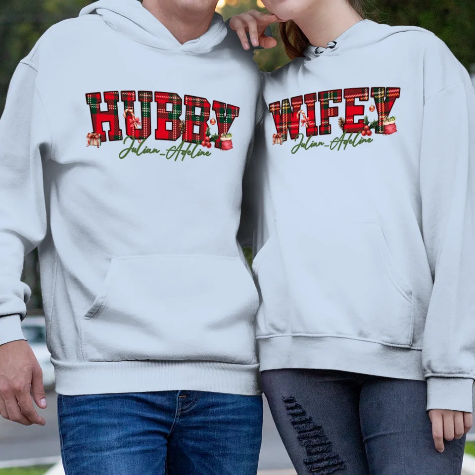 Wifey Christmas - Custom Name - Personalized Gift For Couples - Unisex Hoodie