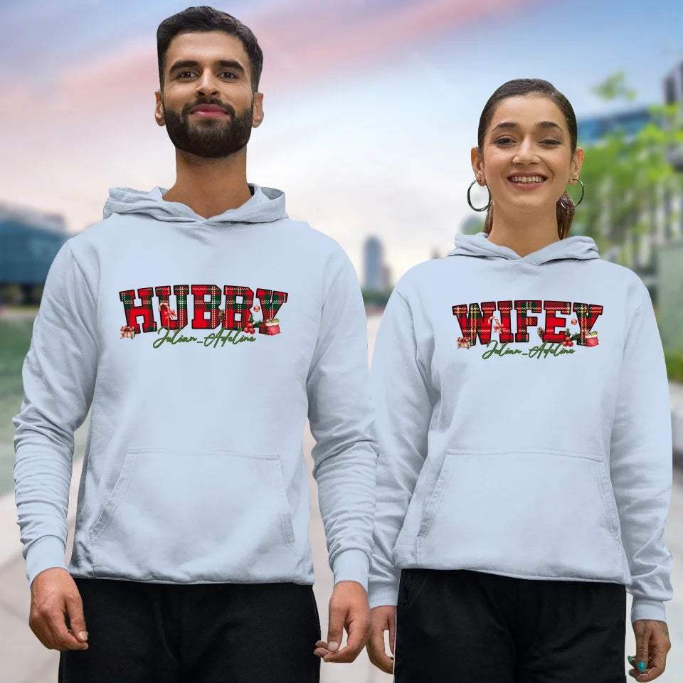 Wifey Christmas - Custom Name - Personalized Gift For Couples - Unisex Hoodie