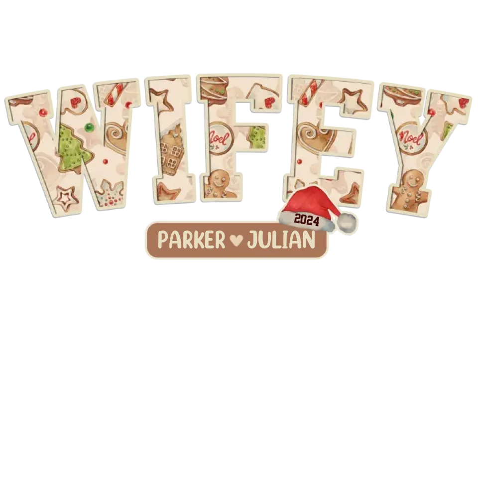 Wifey Pattern Christmas - Custom Name - Personalized Gift For Couples - Unisex Hoodie