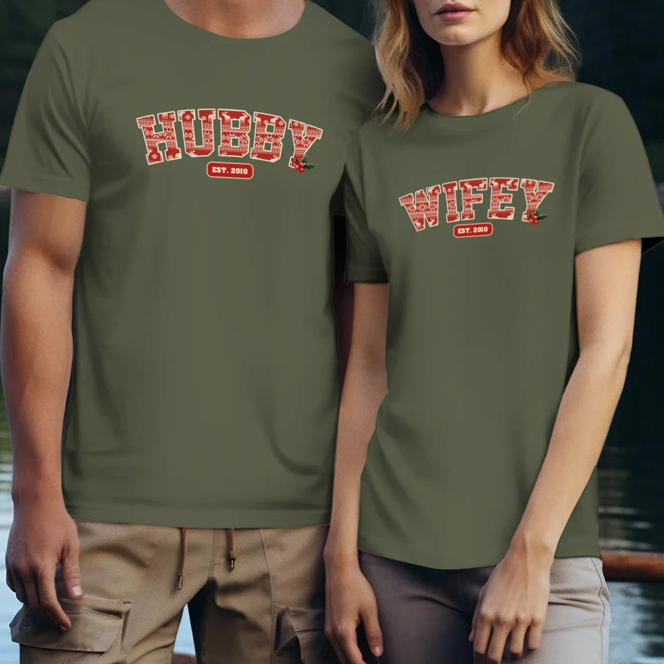 Wifey Pattern - Custom Name - Personalized Gift For Couples - Unisex T-Shirt