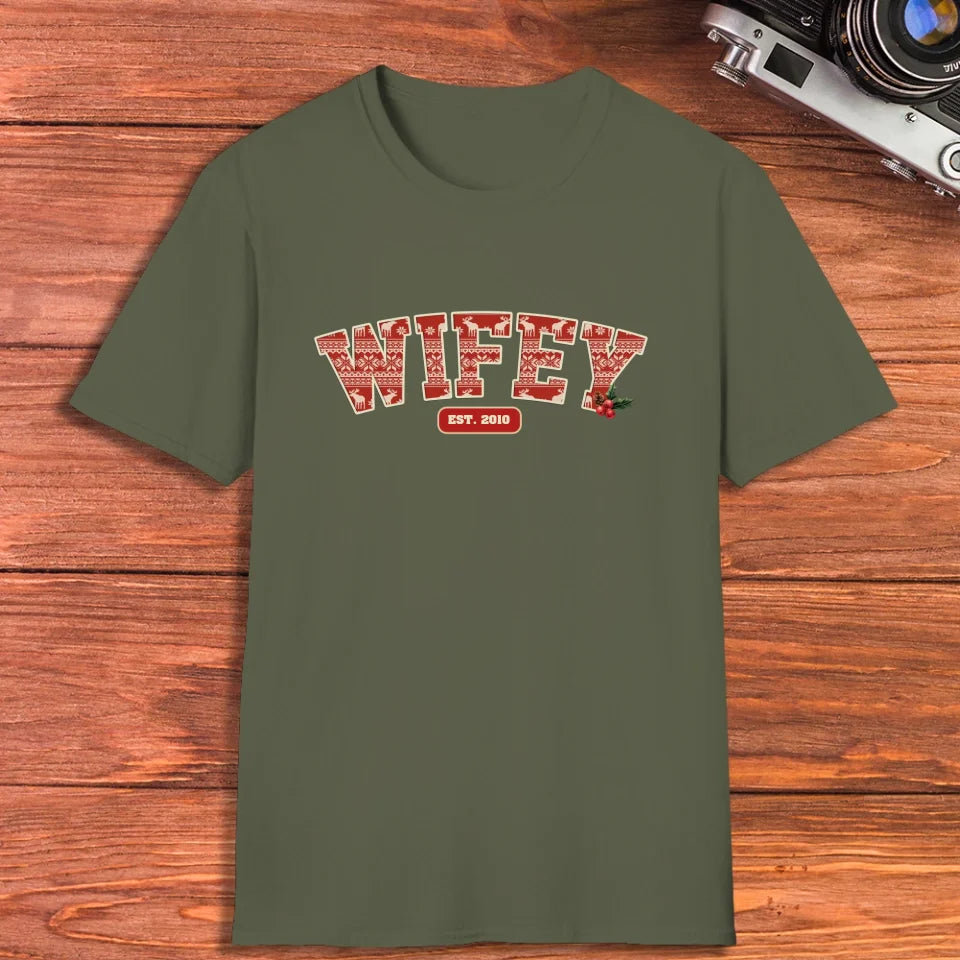 Wifey Pattern - Custom Name - Personalized Gift For Couples - Unisex T-Shirt