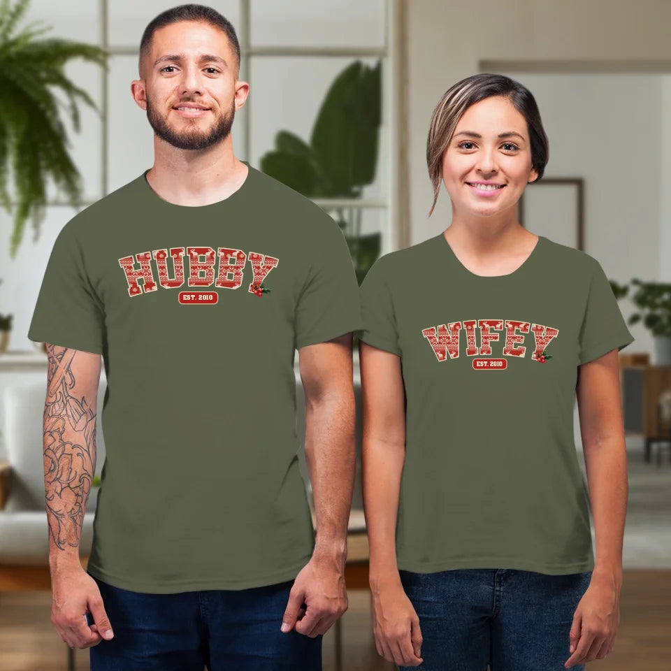 Wifey Pattern - Custom Name - Personalized Gift For Couples - Unisex T-Shirt