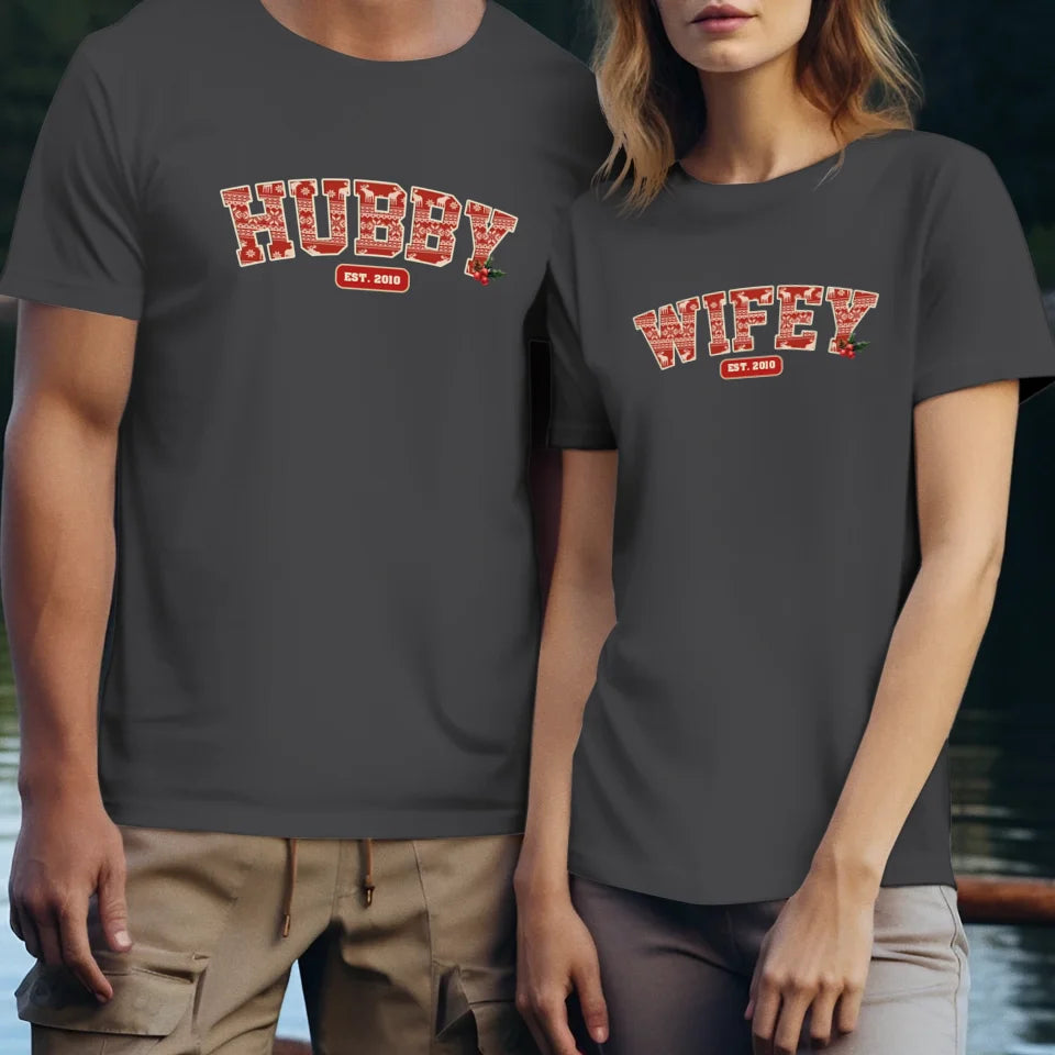 Wifey Pattern - Custom Name - Personalized Gift For Couples - Unisex T-Shirt