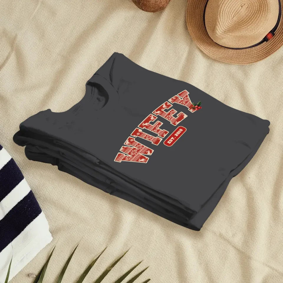 Wifey Pattern - Custom Name - Personalized Gift For Couples - Unisex T-Shirt