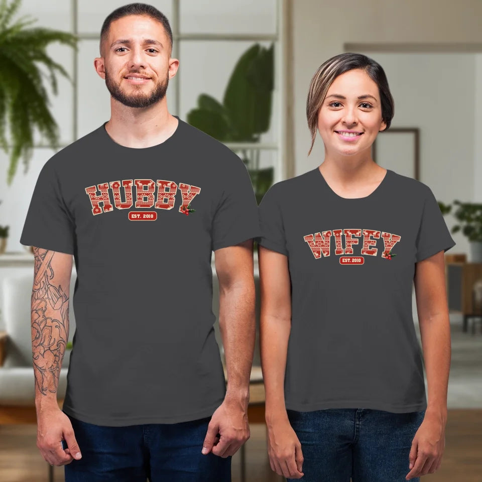 Wifey Pattern - Custom Name - Personalized Gift For Couples - Unisex T-Shirt