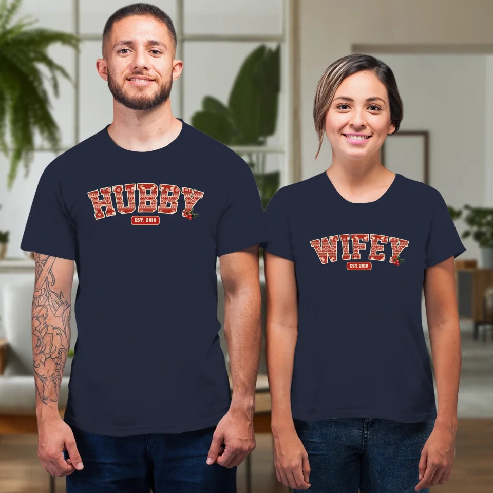 Wifey Pattern - Custom Name - Personalized Gift For Couples - Unisex T-Shirt