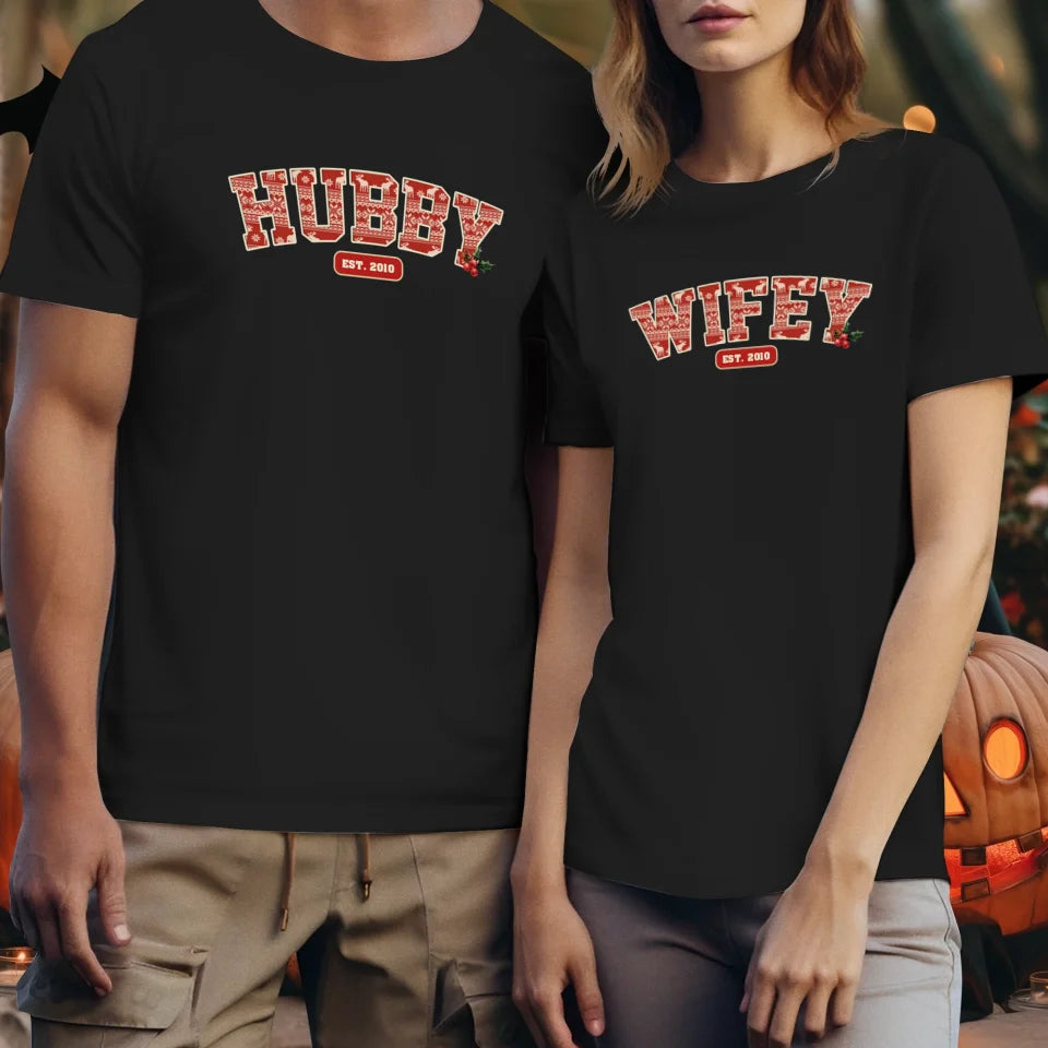 Wifey Pattern - Custom Name - Personalized Gift For Couples - Unisex T-Shirt