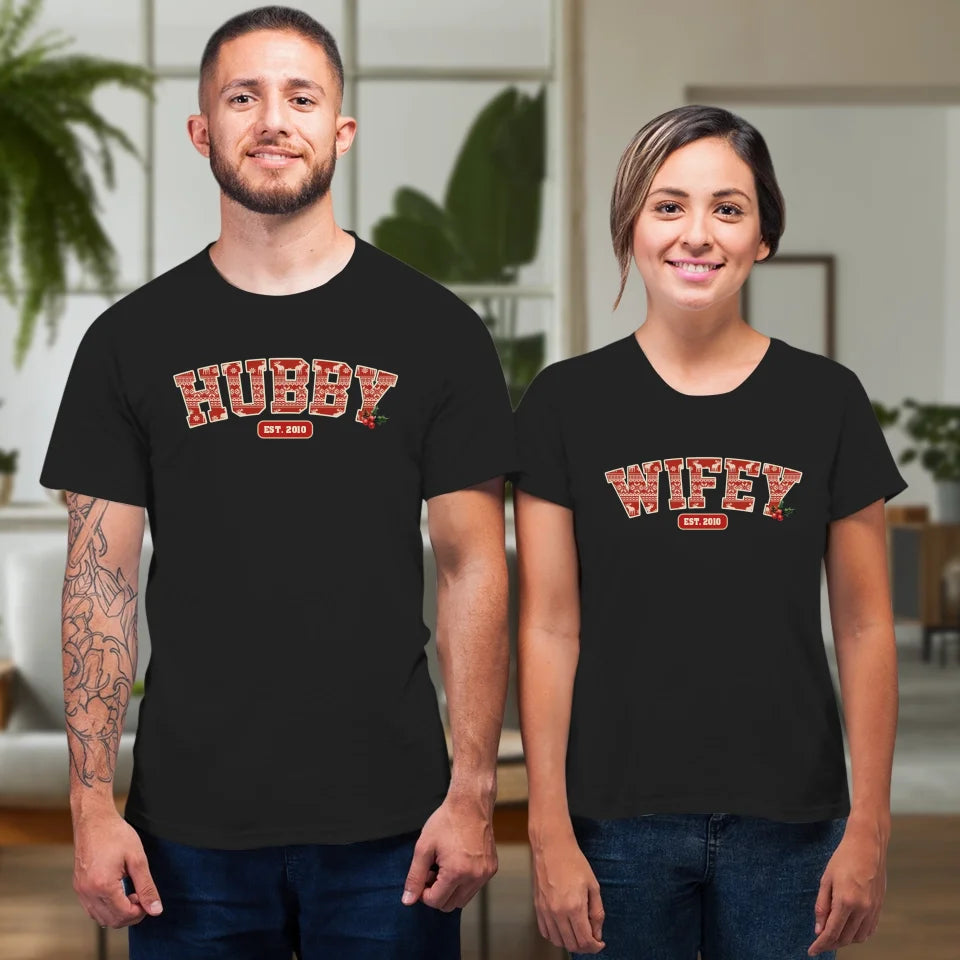 Wifey Pattern - Custom Name - Personalized Gift For Couples - Unisex T-Shirt