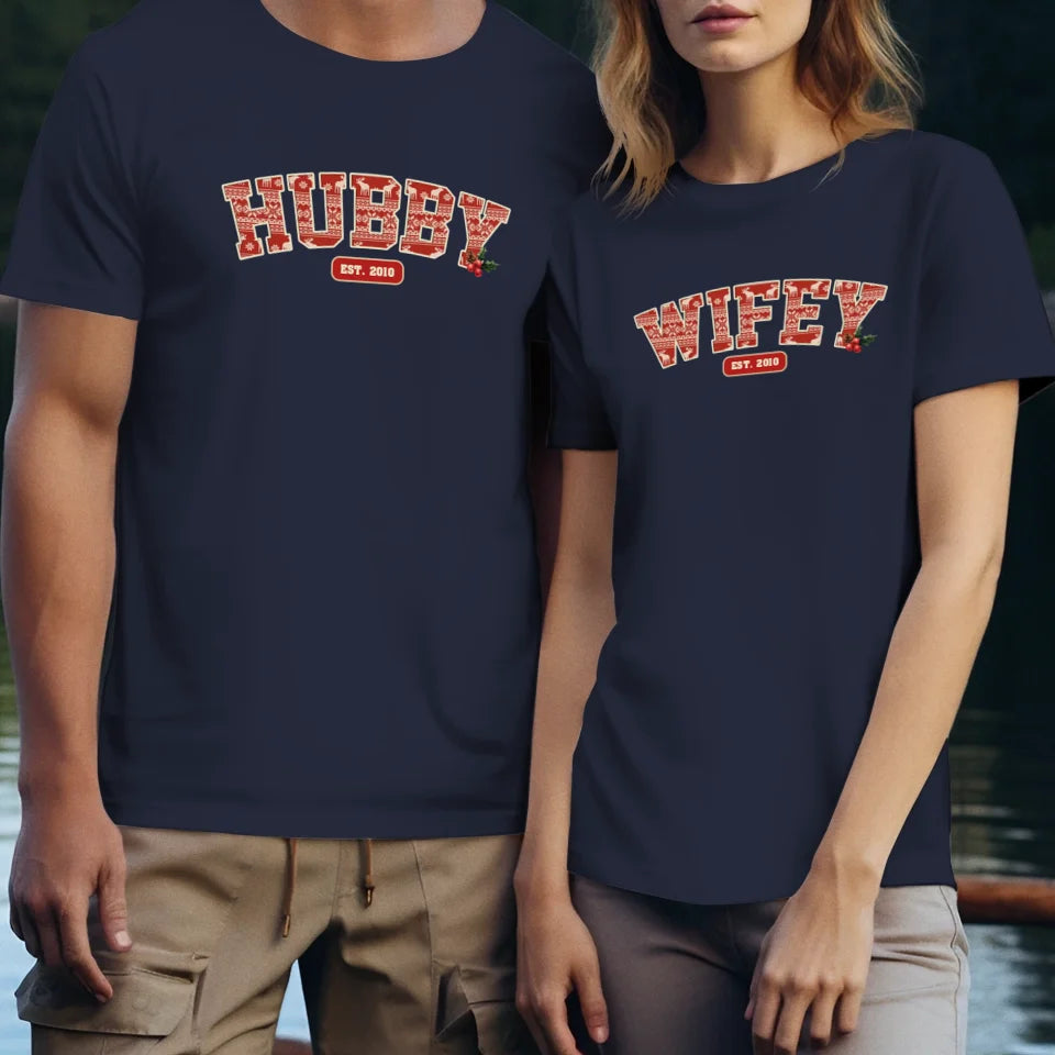 Wifey Pattern - Custom Name - Personalized Gift For Couples - Unisex T-Shirt