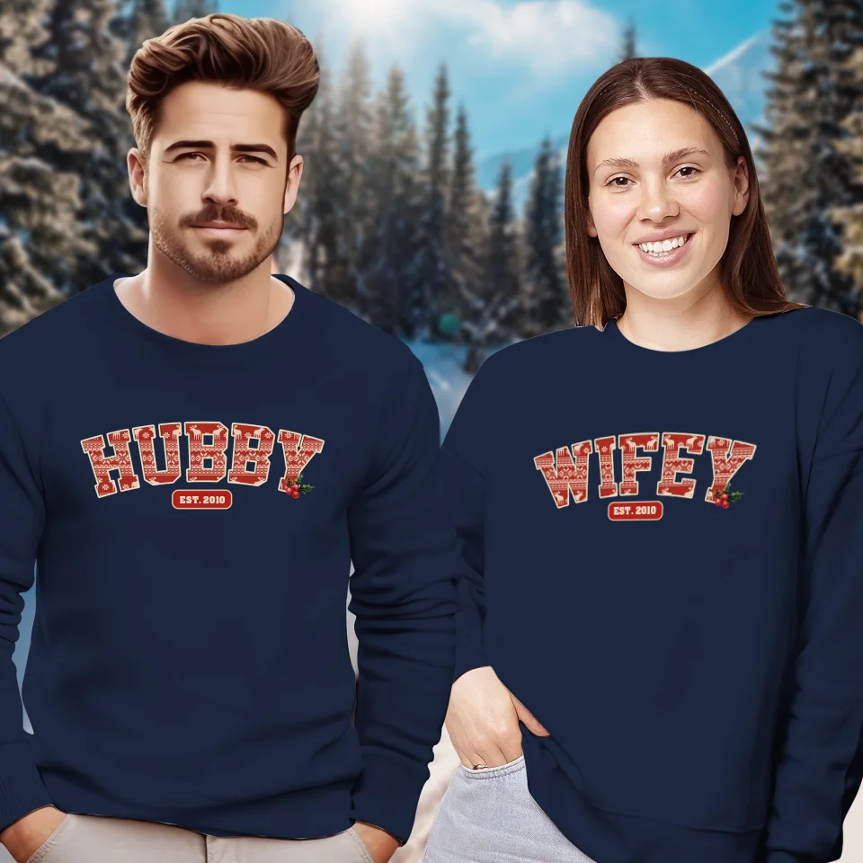 Wifey Pattern - Custom Name - Personalized Gift For Couples - Unisex Sweater