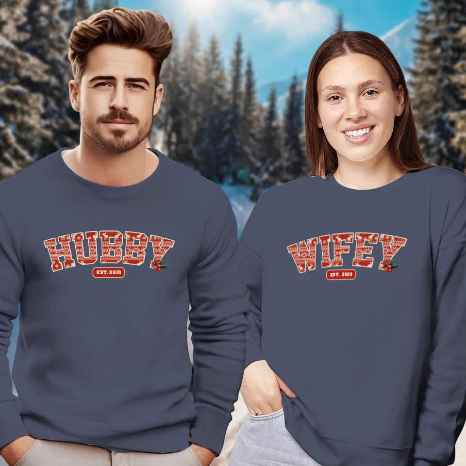 Wifey Pattern - Custom Name - Personalized Gift For Couples - Unisex Sweater