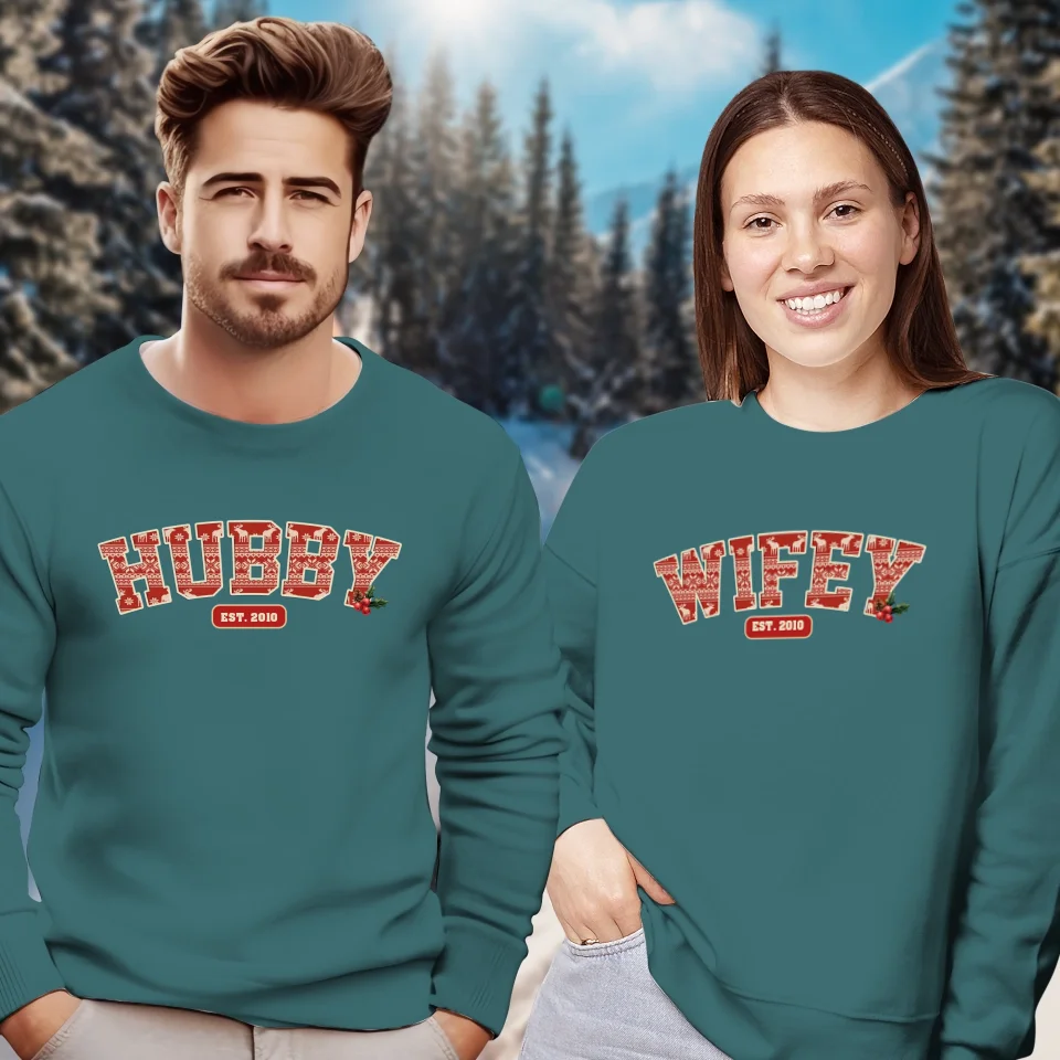 Wifey Pattern - Custom Name - Personalized Gift For Couples - Unisex Sweater