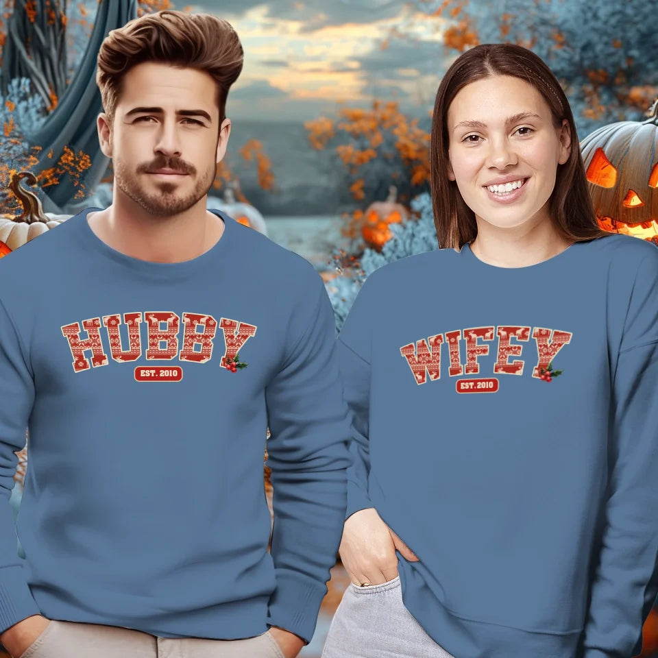 Wifey Pattern - Custom Name - Personalized Gift For Couples - Unisex Sweater