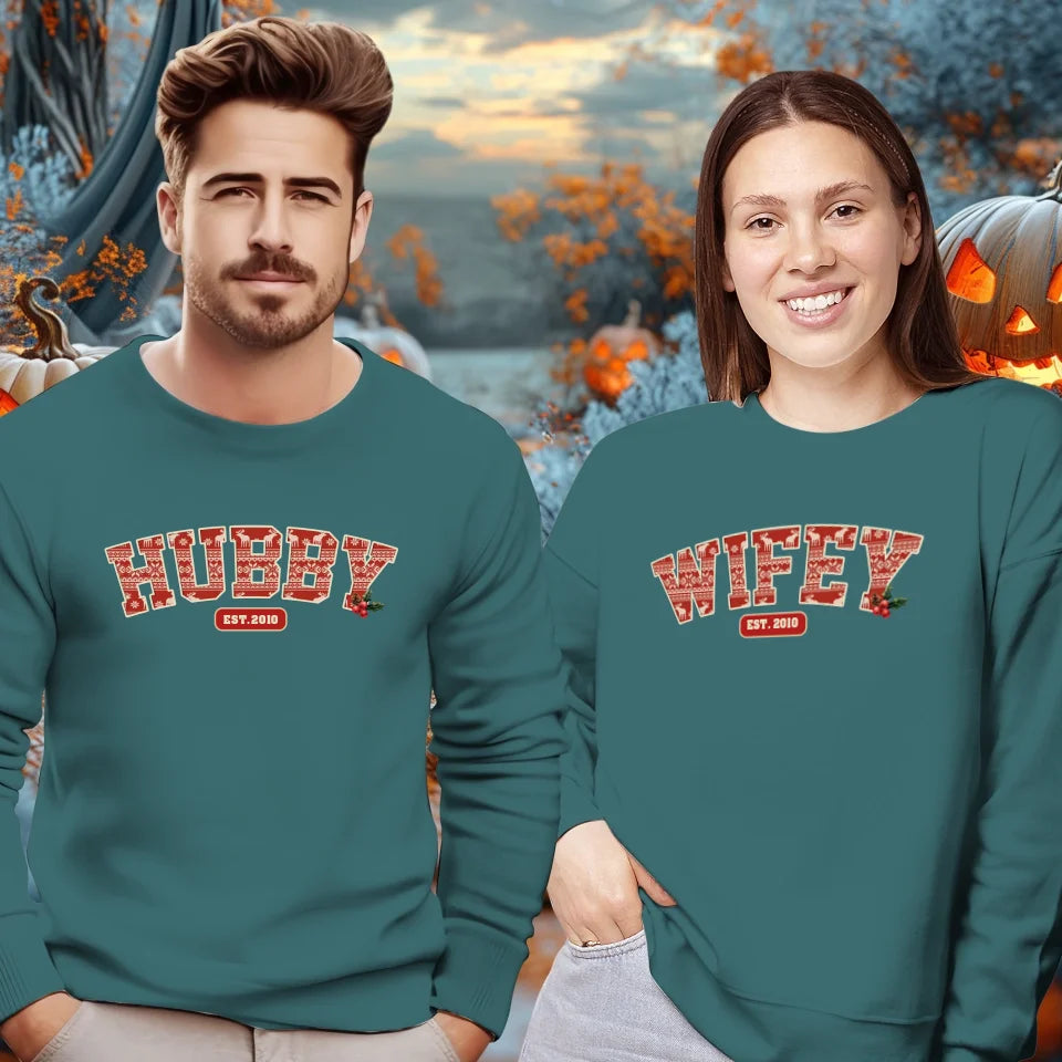 Wifey Pattern - Custom Name - Personalized Gift For Couples - Unisex Sweater