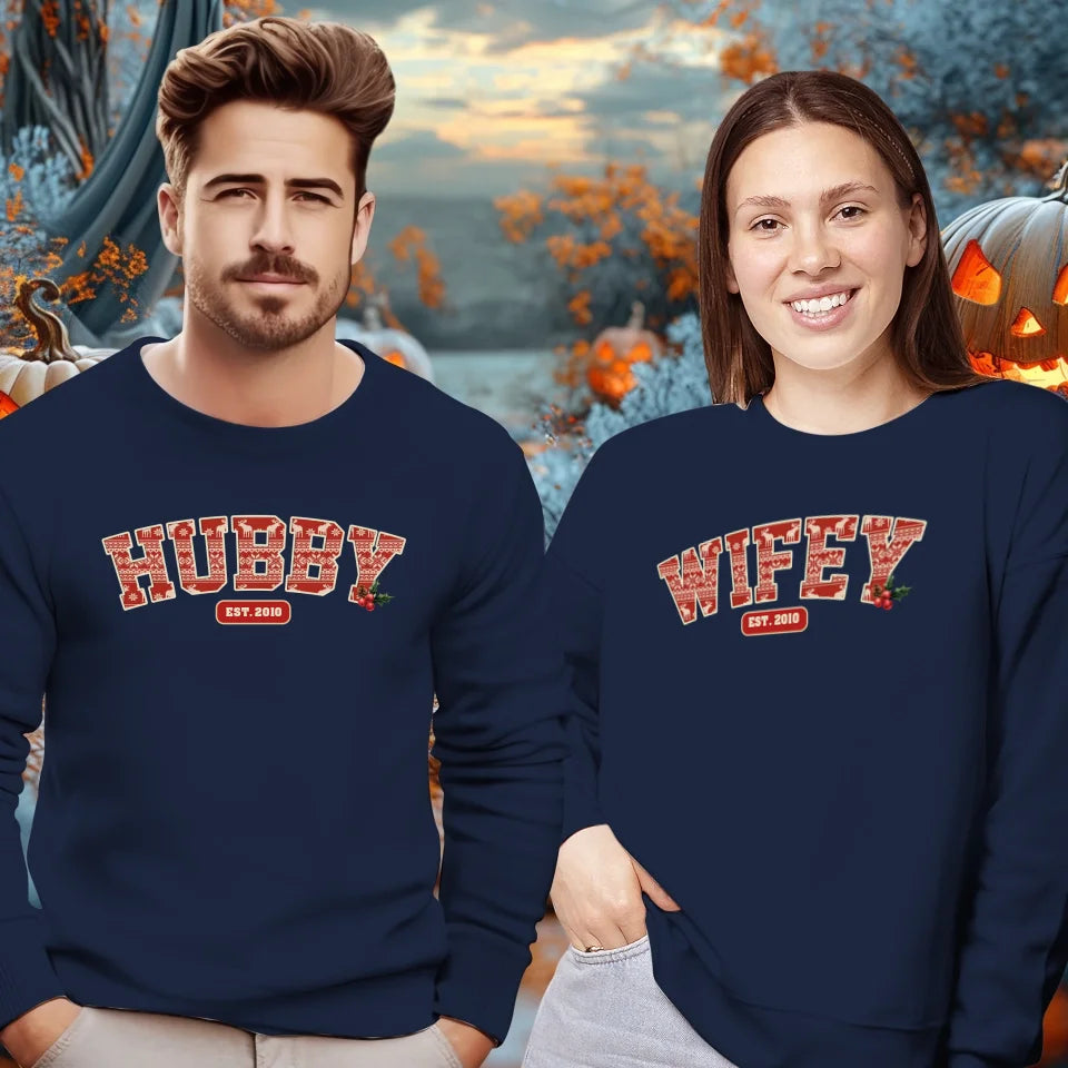 Wifey Pattern - Custom Name - Personalized Gift For Couples - Unisex Sweater