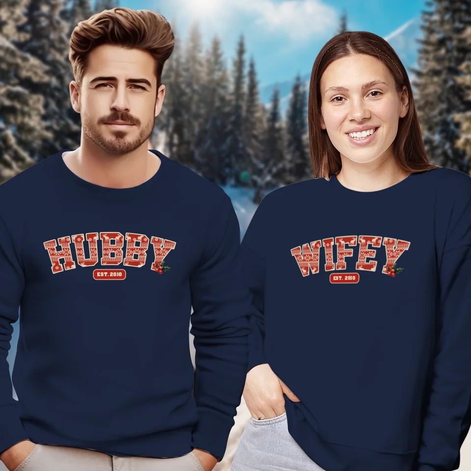 Wifey Pattern - Custom Name - Personalized Gift For Couples - Unisex Sweater