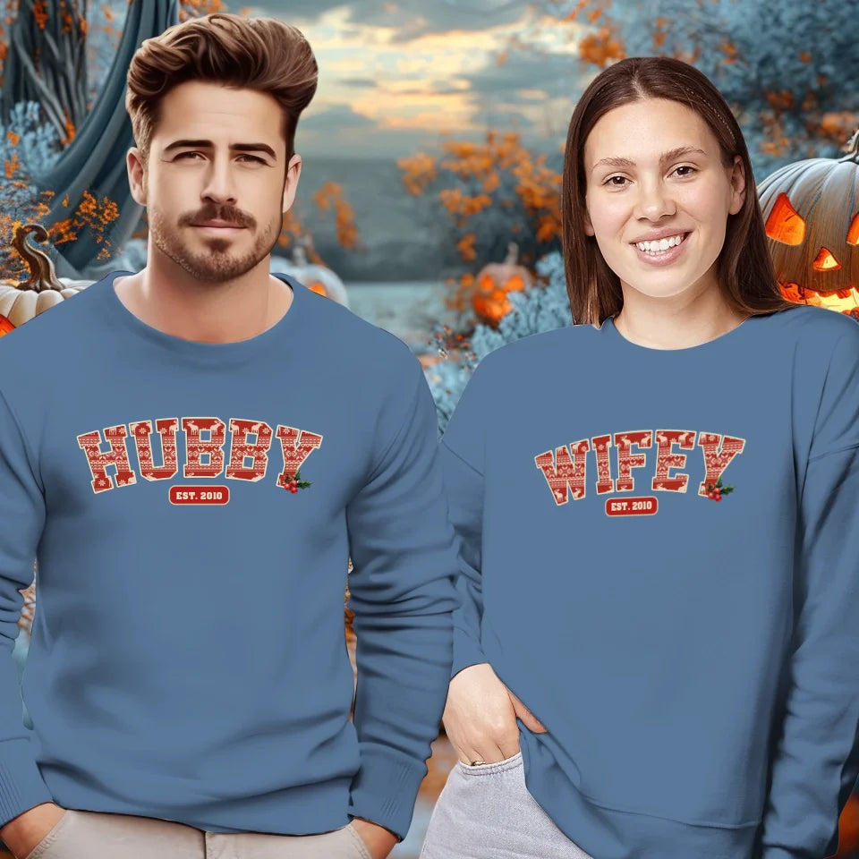 Wifey Pattern - Custom Name - Personalized Gift For Couples - Unisex Sweater