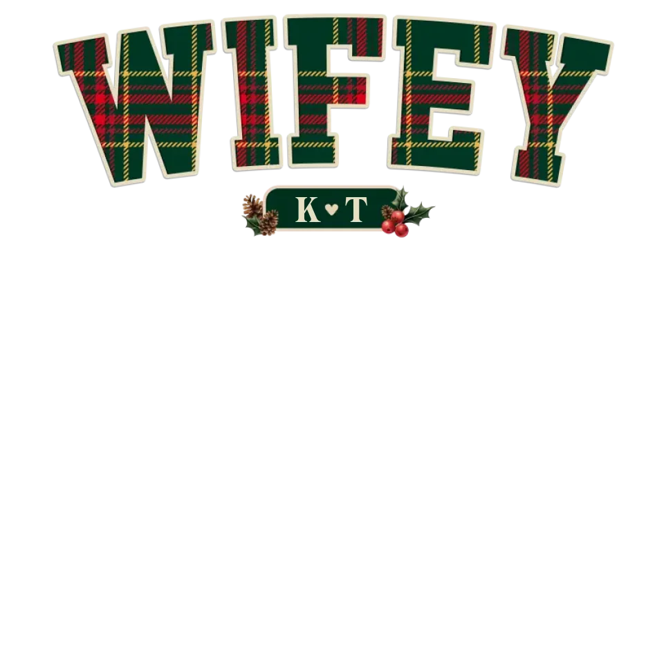 Wifey Plaid - Custom Name - Personalized Gift For Couples - Unisex Sweater