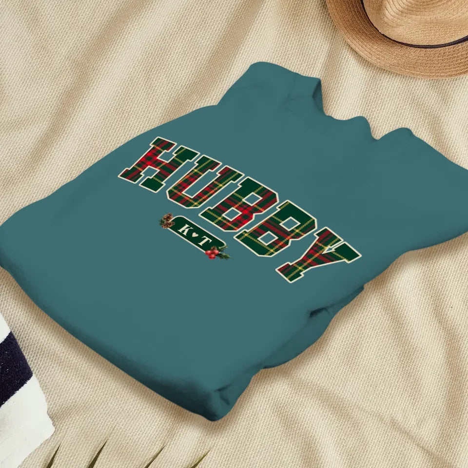 Wifey Plaid - Custom Name - Personalized Gift For Couples - Unisex Sweater