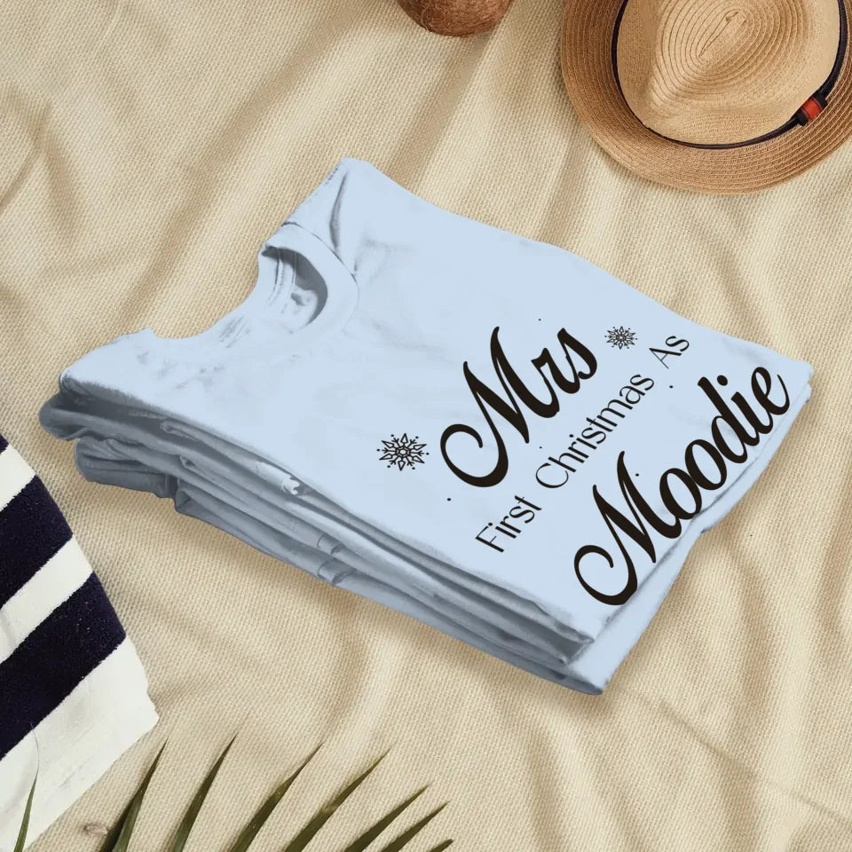 Our First Christmas - Custom Name - Personalized Gift For Couples - Unisex T-Shirt