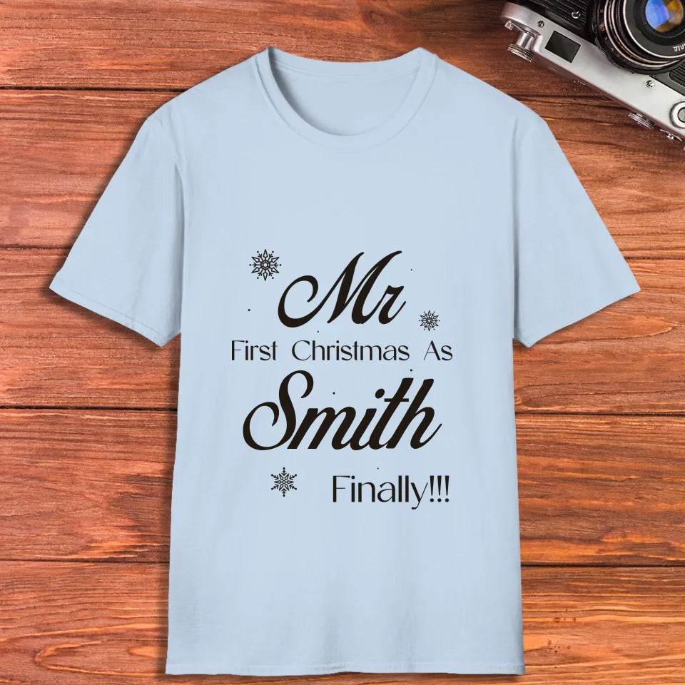 Our First Christmas - Custom Name - Personalized Gift For Couples - Unisex T-Shirt